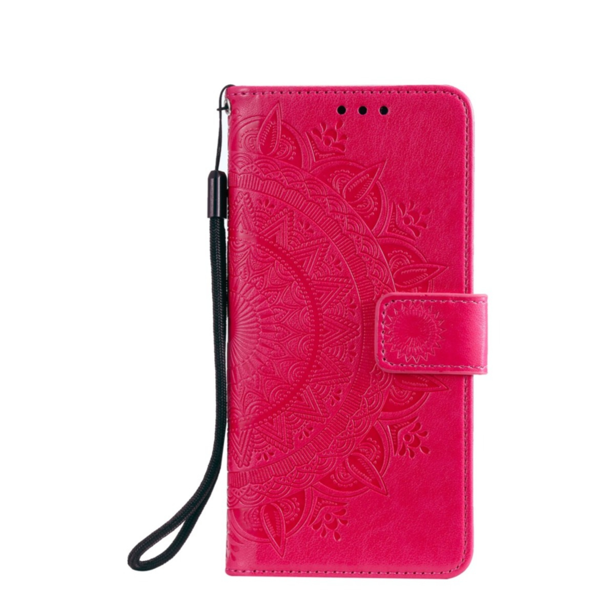 Image of Nokia X20 Leder Tasche Wallet - Mandala Flowers - Rot / Pink bei Apfelkiste.ch