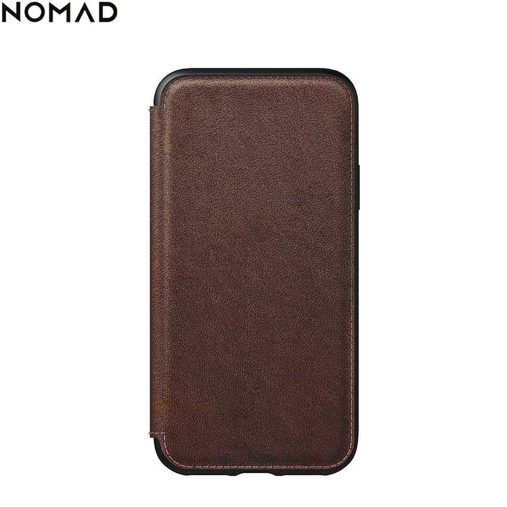 iPhone Xs / X Echtleder Book Case Tasche Rugged Folio mit Kartenfächern (NM21FR0H00) - Rustic Brown (Braun)