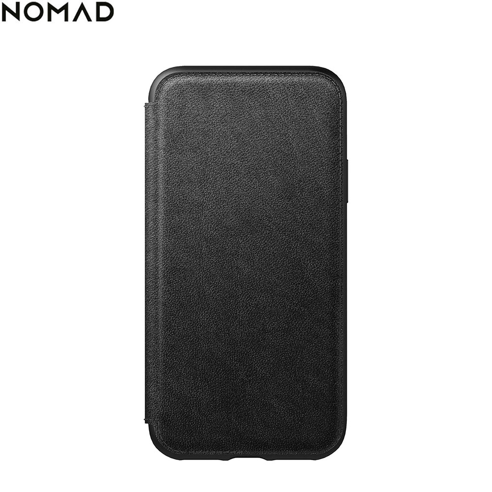 iPhone Xs / X Echtleder Book Case Tasche Rugged Folio mit Kartenfächern (NM21F10H00) - Schwarz