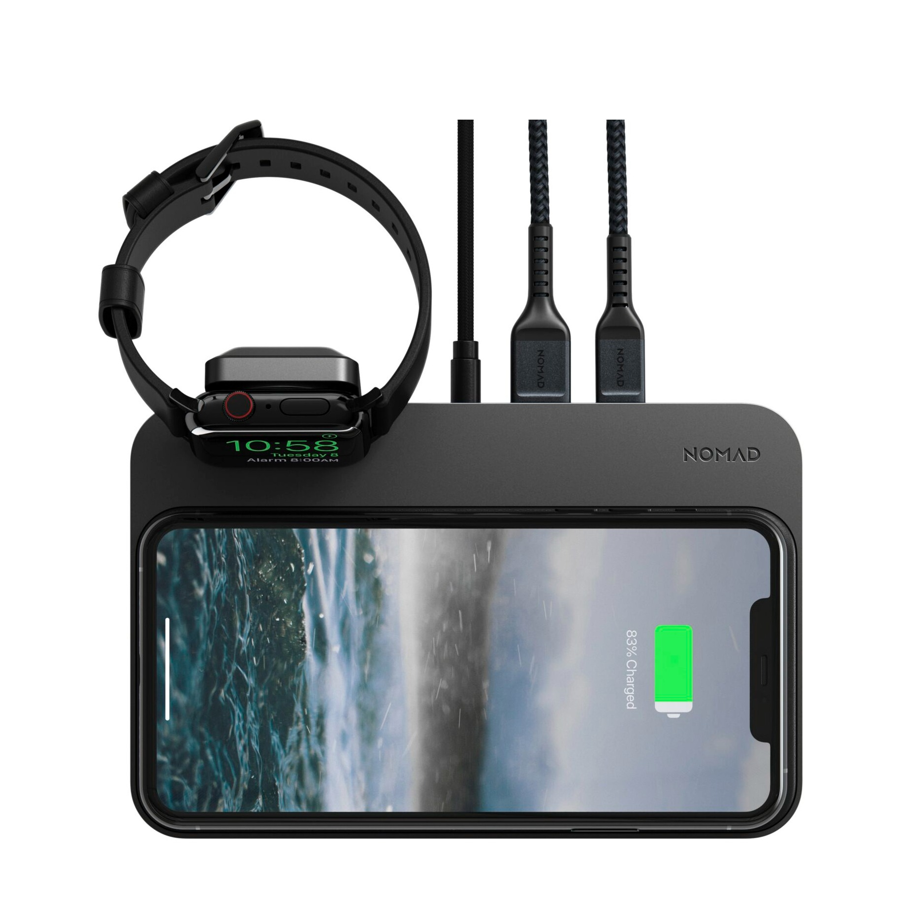 Image of Nomad - (MFi) 5in1 Qi Wireless Charge 7.5W Ladegerät Base Station Hub Apple Watch Edition (NM3A045A00) - Schwarz bei Apfelkiste.ch