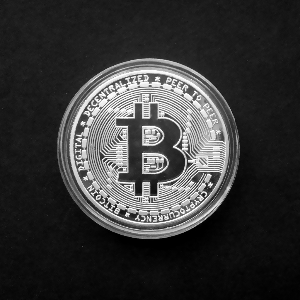 Ø 38mm) Bitcoin Krypto Münze Souvenir Silber