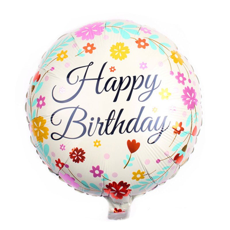 Image of (Ø44cm) Party Ballon Folien Luftballon Rund Happy Birthday - Blumen bei Apfelkiste.ch