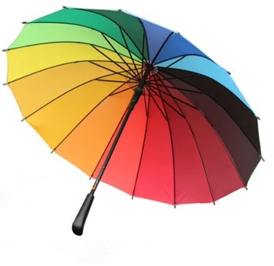 Ø100cm) Regenschirm mit Selbstöffnung Regenbogen