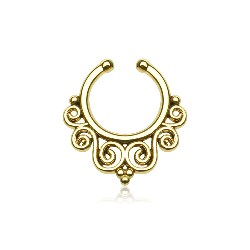 Image of (Ø10mm) Fake Septum Nasenpiercing Wirbel Design - Gold bei Apfelkiste.ch