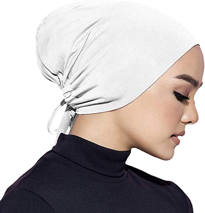 Boyiee 2 Stück Hijab Kappen Hijab Kopftücher Dehnbare Unterkappen Elastische Unterkopftücher Vollständiger Abdeckung Turban Für Frauen (Schwarz, D