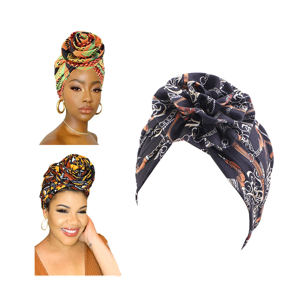 Image of (Ø25cm) Turban Kopftuch Damen Hijab Wickeltuch mit Blume - Schwarz bei Apfelkiste.ch