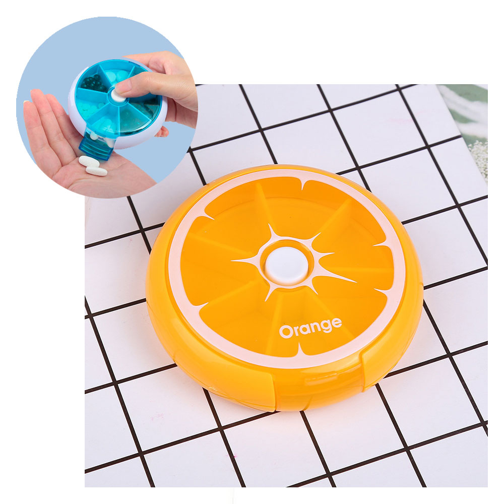 Image of (Ø90mm) Medikamenten Dosierer 7 Tage Dosett Tablettenbox Pillendose Tablettenspender - Orange bei Apfelkiste.ch