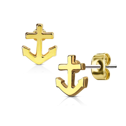 Image of Damen Ohrstecker Ohrringe Anker - Gold bei Apfelkiste.ch