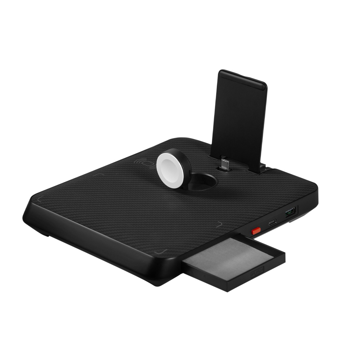 Image of Pitaka - (18W) 6in1 Air Omni Lite Qi Wireless Charging Station Ladepad + Halterung für Apple iPhone / iPad / Apple Watch / AirPods (AO3001) - Schwarz bei Apfelkiste.ch
