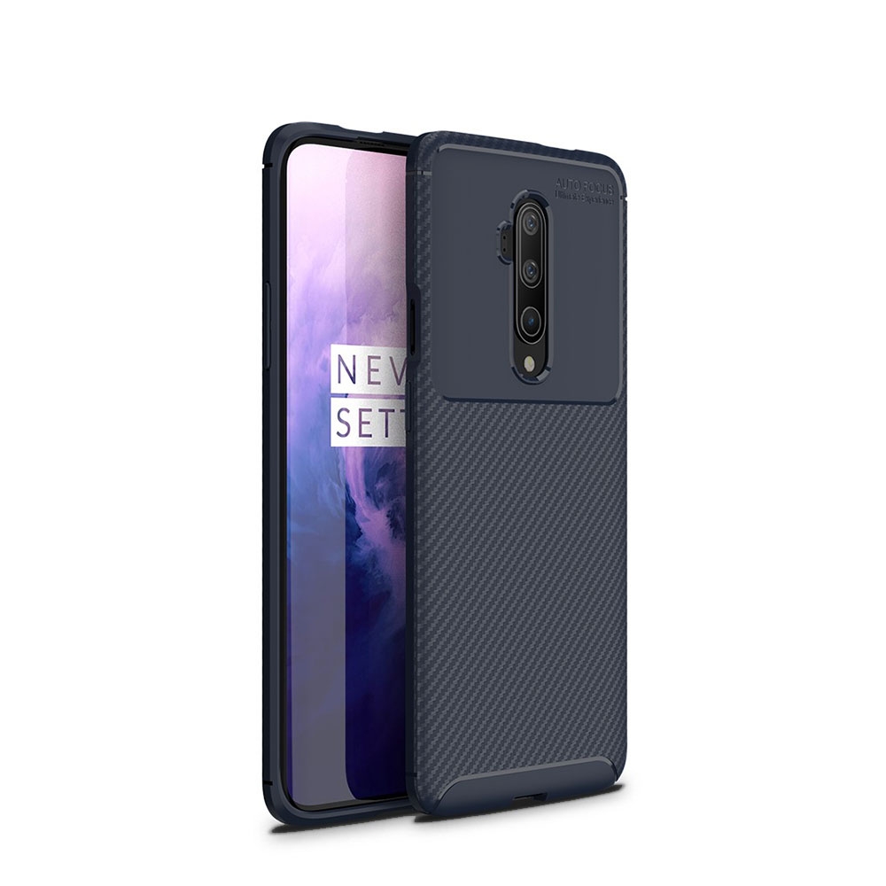Image of OnePlus 7T Pro Gummi Case Schutzhülle mit Air Cushion Fallschutz im Carbon Look - Dunkelblau bei Apfelkiste.ch