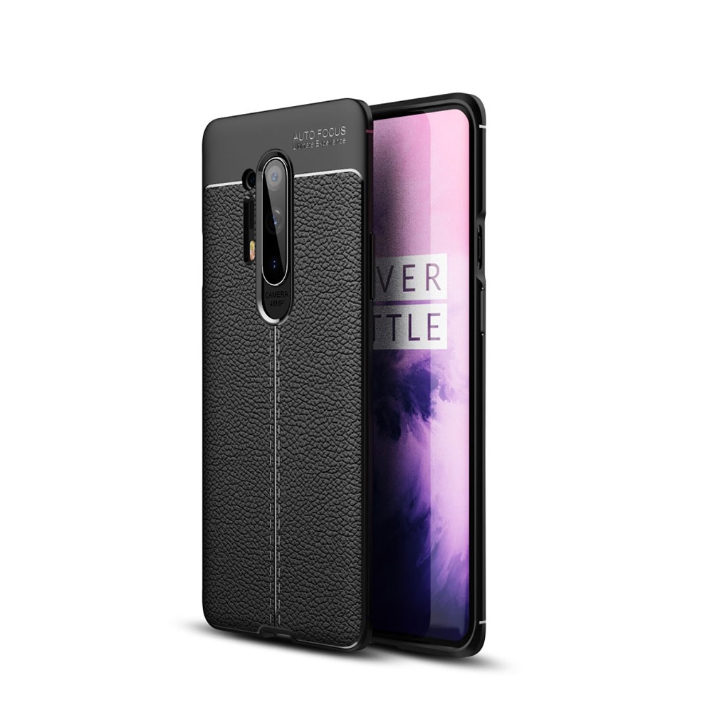 Image of OnePlus 8 Pro Hülle Litchi Look - Schwarz bei Apfelkiste.ch