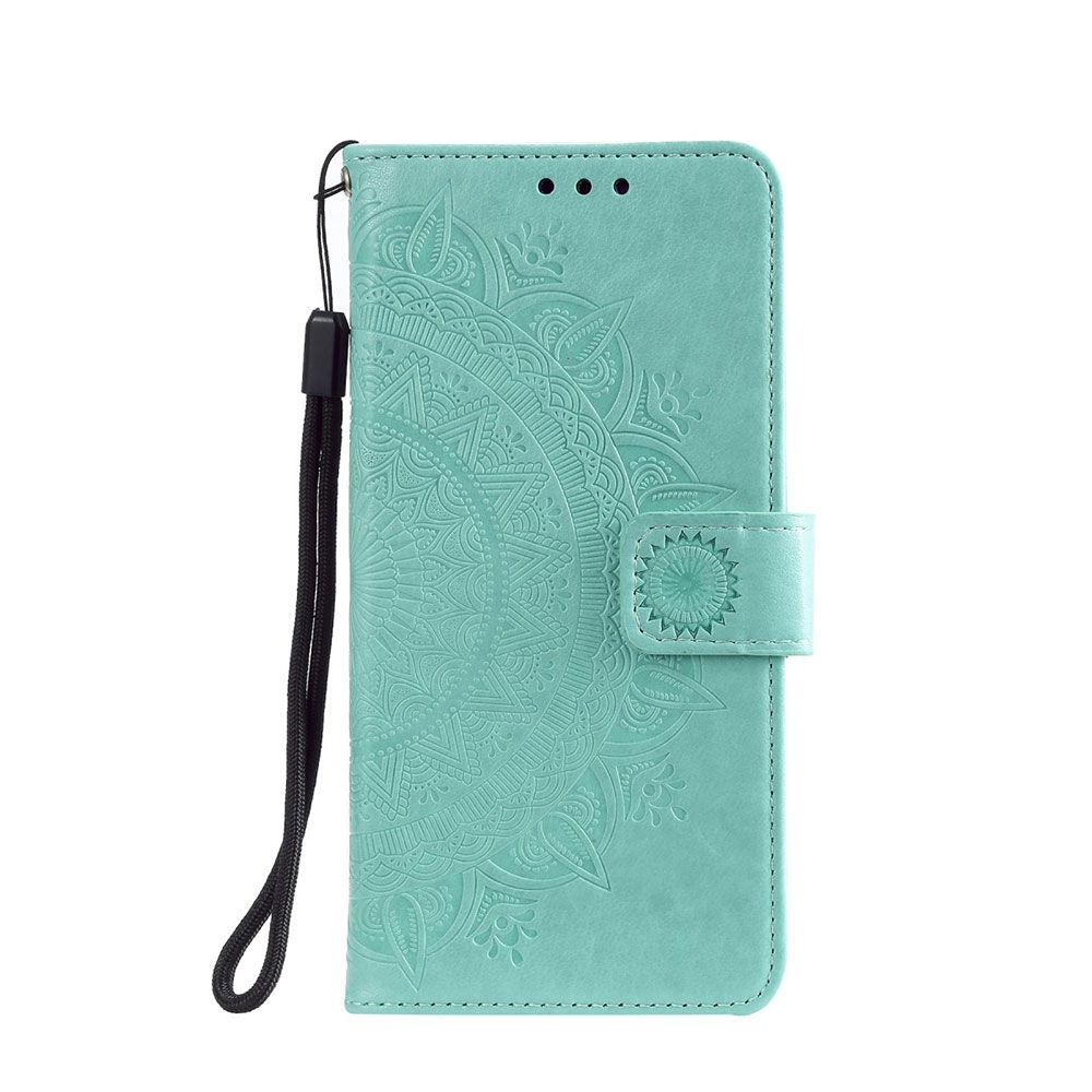 OnePlus 8 Pro Leder Tasche Wallet - Mandala Flowers - Türkis