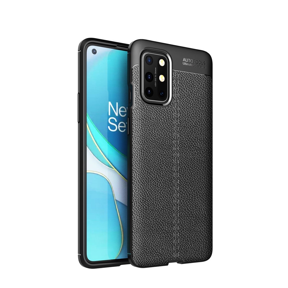 Image of OnePlus 8T Gummi Hülle Litchi Look - Schwarz bei Apfelkiste.ch