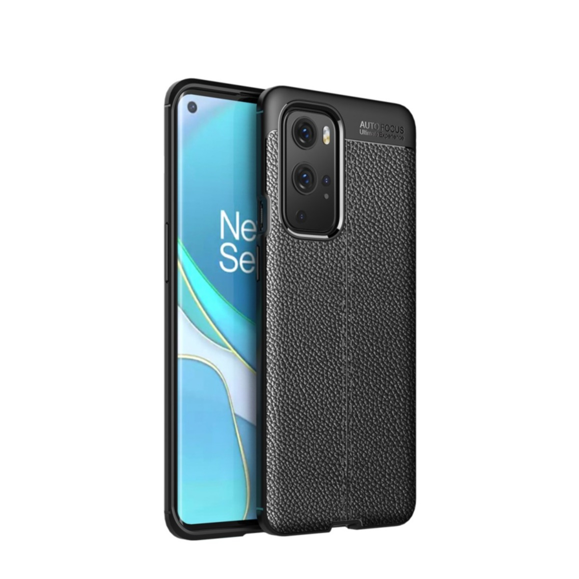 Image of OnePlus 9 Pro Gummi Hülle Litchi Look - Schwarz bei Apfelkiste.ch