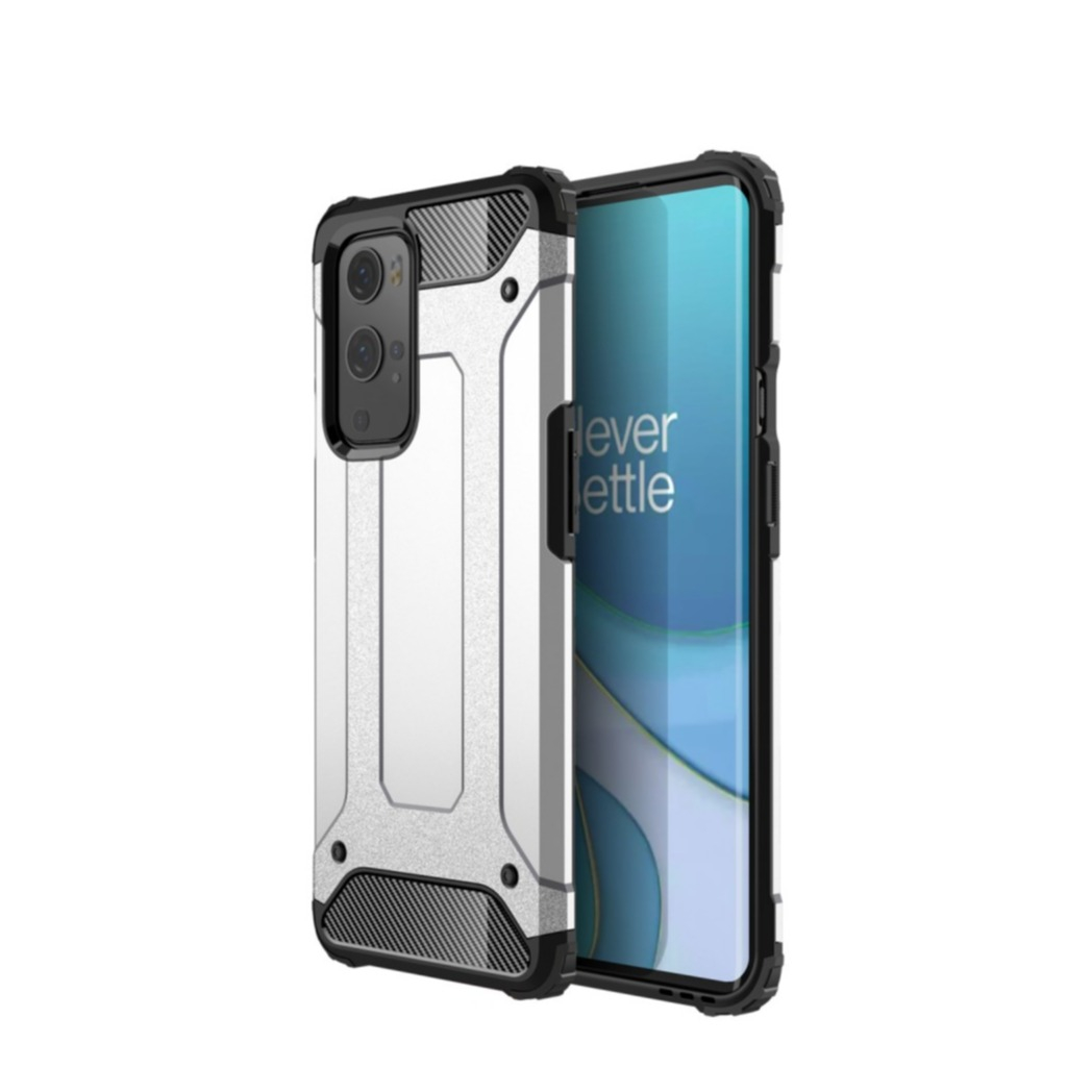 Image of OnePlus 9 Pro Outdoor Hybrid Hardcase Hülle - Silber / Schwarz bei Apfelkiste.ch