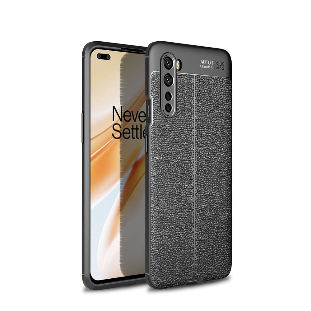 Image of OnePlus Nord Gummi Hülle Litchi Look - Schwarz bei Apfelkiste.ch