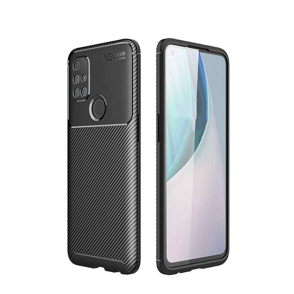 Image of OnePlus Nord N10 5G Gummi Case Schutzhülle mit Air Cushion Fallschutz im Carbon Look - Schwarz bei Apfelkiste.ch
