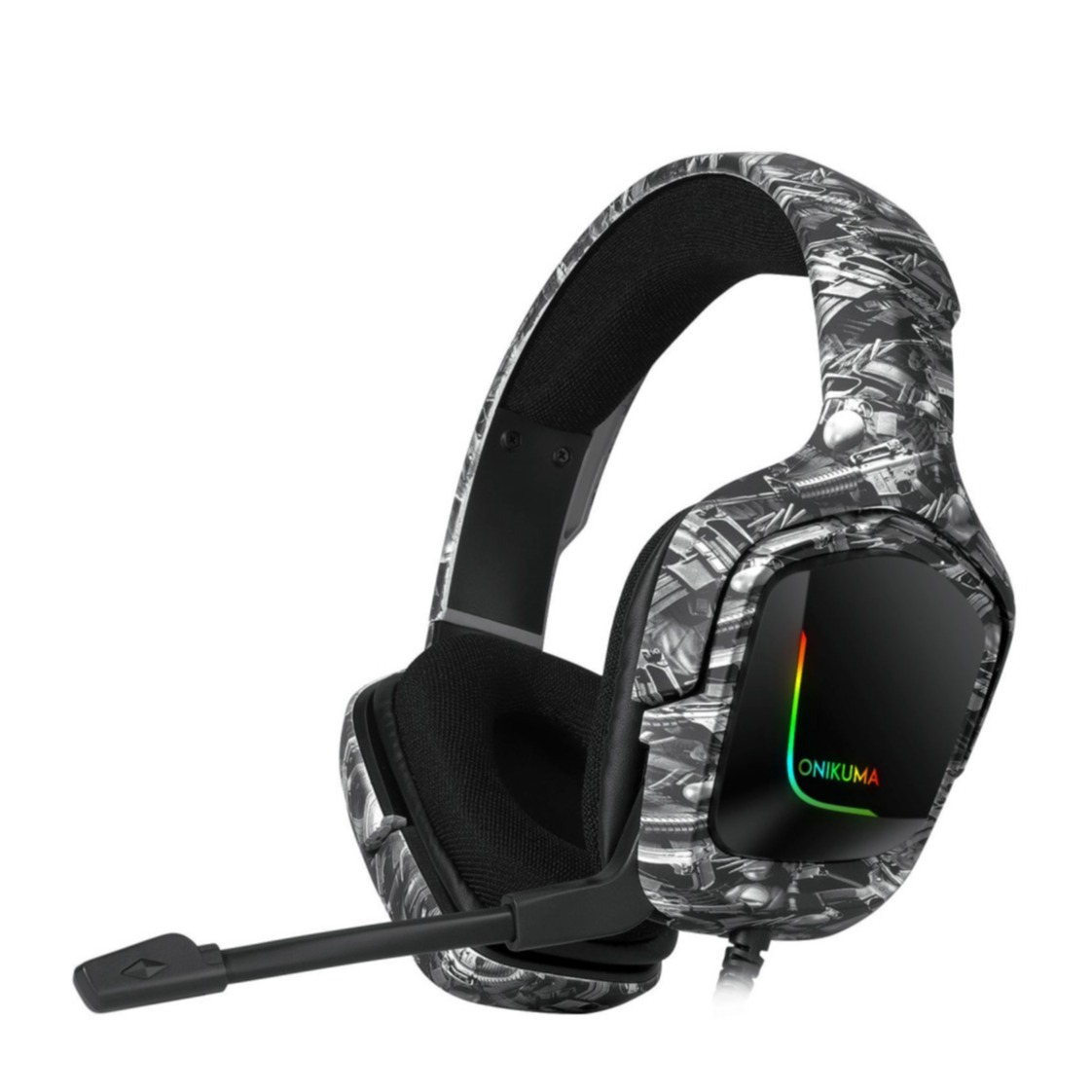 Image of Onikuma - K20 Gaming USB Kopfhörer Over-Ear LED Stereo Headset mit Mikrofon + 3.5 mm Klinken Anschluss - Camouflage bei Apfelkiste.ch