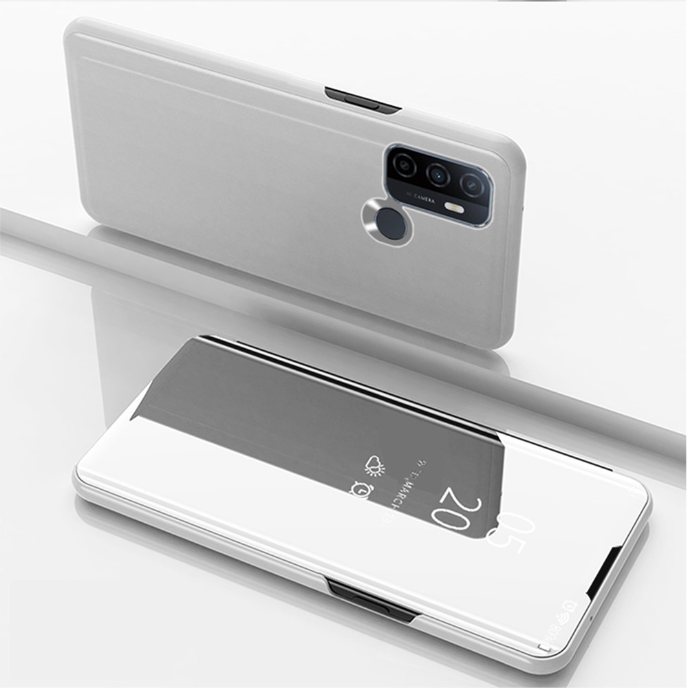 Image of Oppo A53s / A53 (2020) Clear View Standing Cover Hülle - Silber bei Apfelkiste.ch
