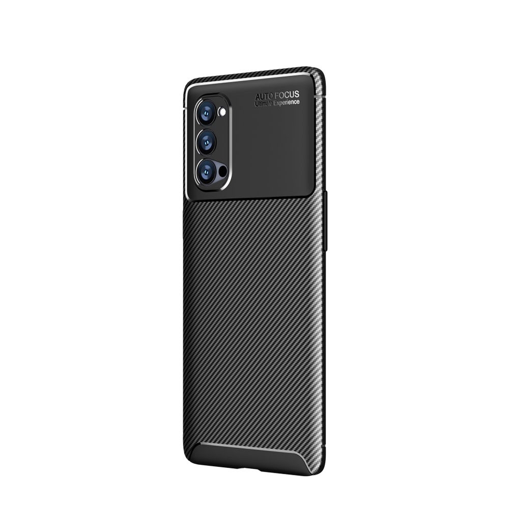 Image of Oppo Reno4 Pro 5G Gummi Case Schutzhülle mit Air Cushion Fallschutz im Carbon Look - Schwarz bei Apfelkiste.ch
