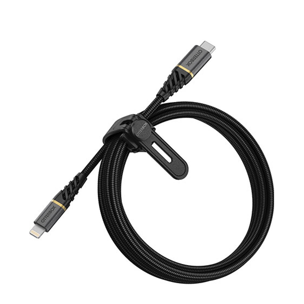 Image of Otterbox - (2m / 3A) Premium MFI Robustes Lightning auf USB C Nylon Schnellladekabel Datenkabel Power Delivery (78-52655) - Glamour Black bei Apfelkiste.ch