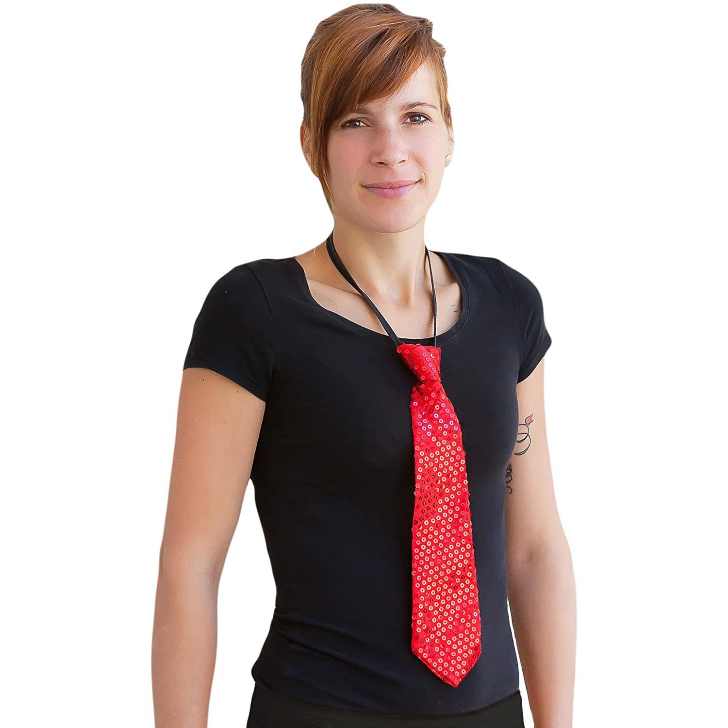 Image of Pailletten Krawatte Party Kostüm Accessoire Geburtstage / Silvester - Rot bei Apfelkiste.ch
