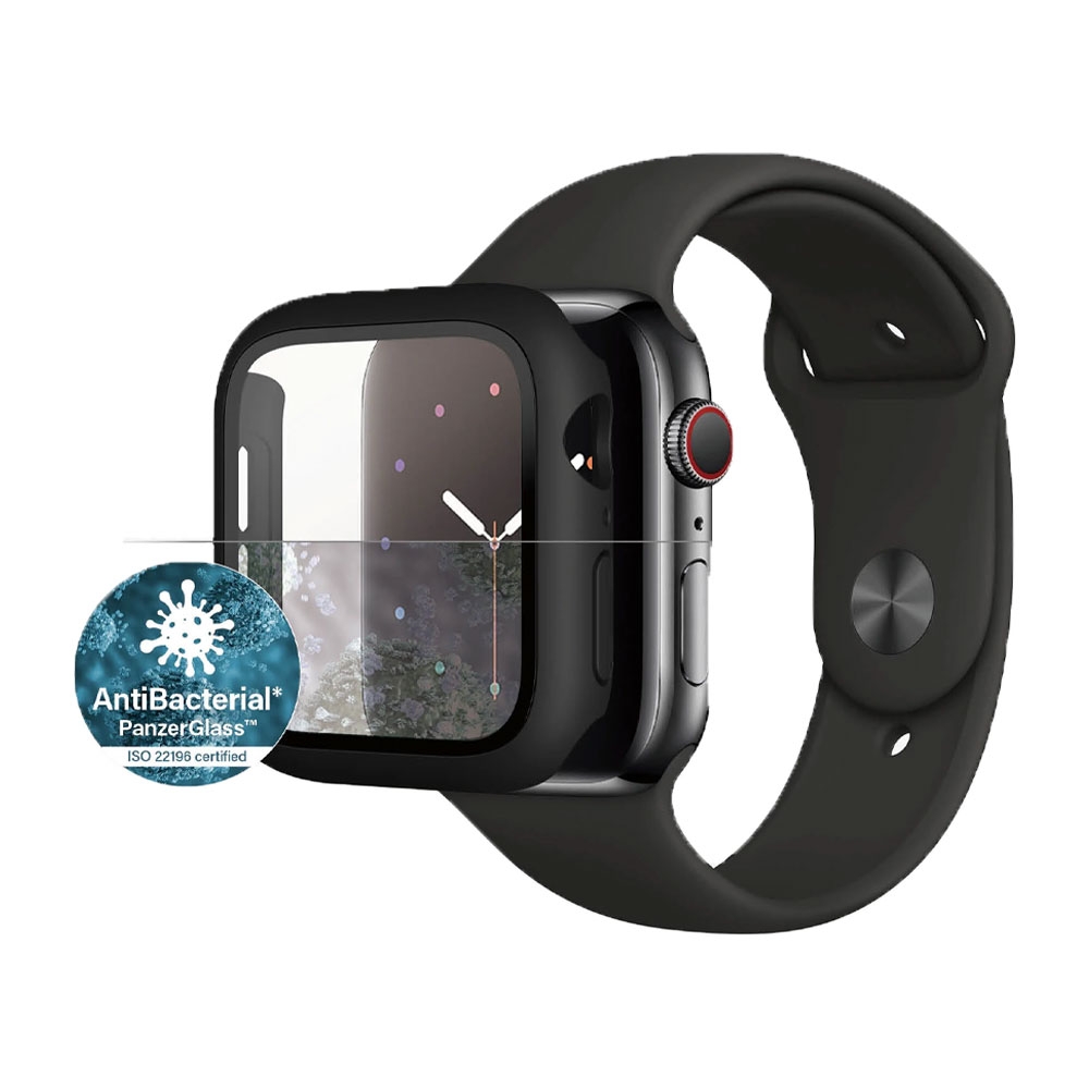 Image of Panzerglass - Apple Watch (44 mm) Antibakterieller Hardcase Bumper + Display Schutzfolie (3641) - Schwarz / Transparent bei Apfelkiste.ch