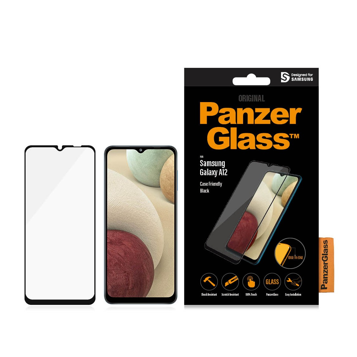 Image of PanzerGlass - Samsung Galaxy A12 Panzer Glas Display Case Friendly mit Rahmen (7251) - Schwarz bei Apfelkiste.ch