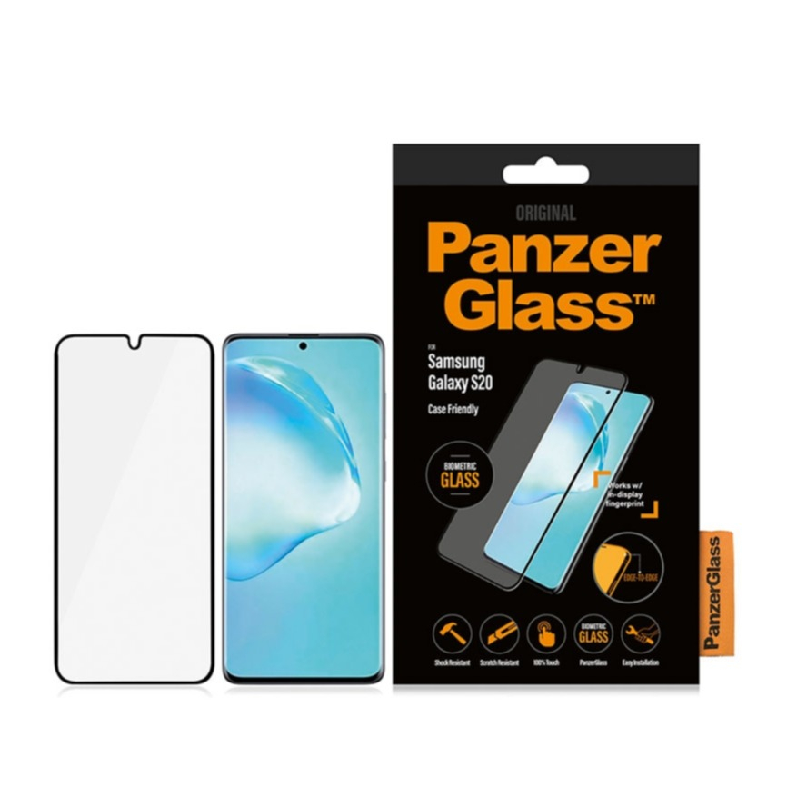 Image of PanzerGlass - Samsung Galaxy S20 / S20 5G Panzer Glas Display Case Friendly Biometric mit Rahmen (7222) - Schwarz bei Apfelkiste.ch