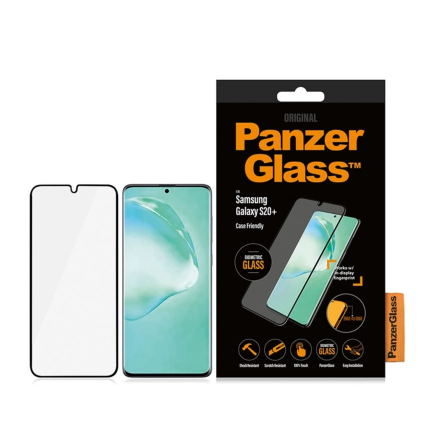 Image of PanzerGlass - Samsung Galaxy S20+ Plus / S20+ Plus 5G Panzer Glas Display Case Friendly Biometric mit Rahmen (7223) - Schwarz bei Apfelkiste.ch