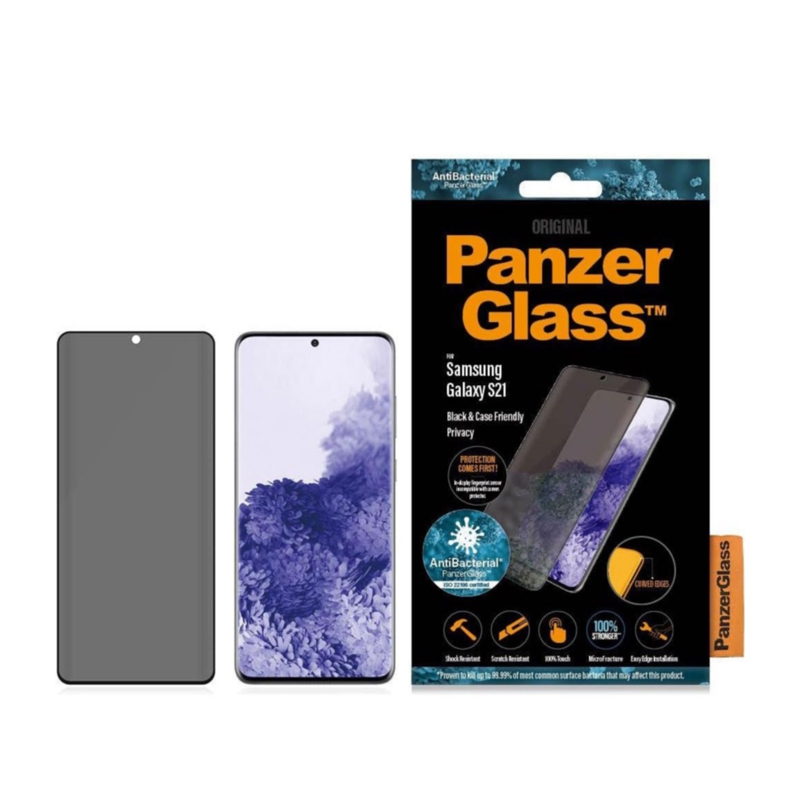 Image of PanzerGlass - Samsung Galaxy S21 5G Antibakterielle Privacy Panzer Glas Display Case Friendly 0.3mm (P7263) bei Apfelkiste.ch