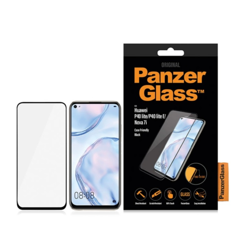 Image of PanzerGlass - Huawei P40 Lite Panzer Glas Display Case Friendly mit Rahmen (5367) - Schwarz bei Apfelkiste.ch
