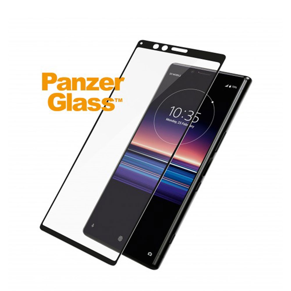 Sony Xperia 1 Panzer Glas Display Schutzfolie Case Friendly mit Rahmen (7625) - Schwarz