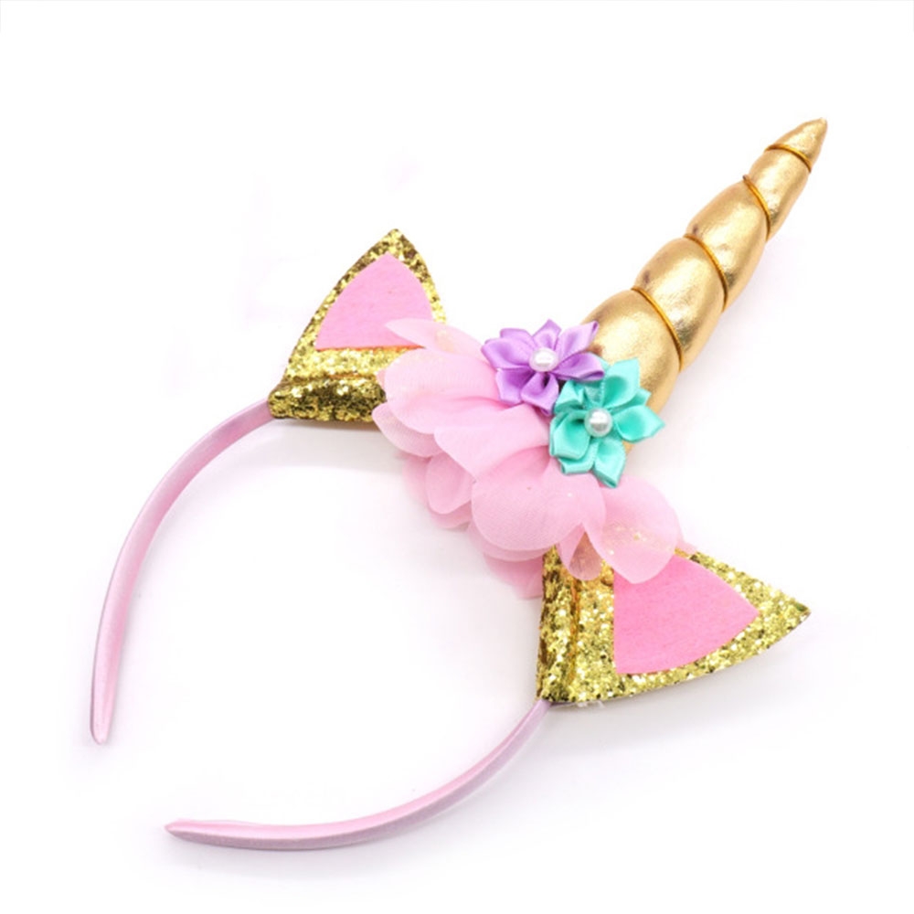 Image of Party Haarreif mit Einhorn Ohren und Horn - Gold bei Apfelkiste.ch