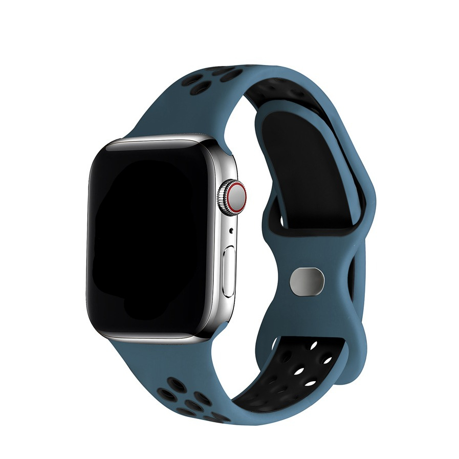 Image of Changee - Apple Watch (41/40/38 mm) Silikon Sport Armband Dual Color (Gelenkumfang: 155-195mm) - Petrol / Schwarz bei Apfelkiste.ch