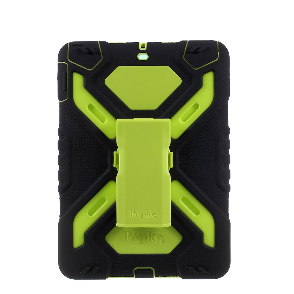 Image of Pepkoo - iPad 9.7" (2018/2017) Stossfeste Outdoor Hybrid Silikon Hülle (Standfuss) - Grün / Schwarz bei Apfelkiste.ch