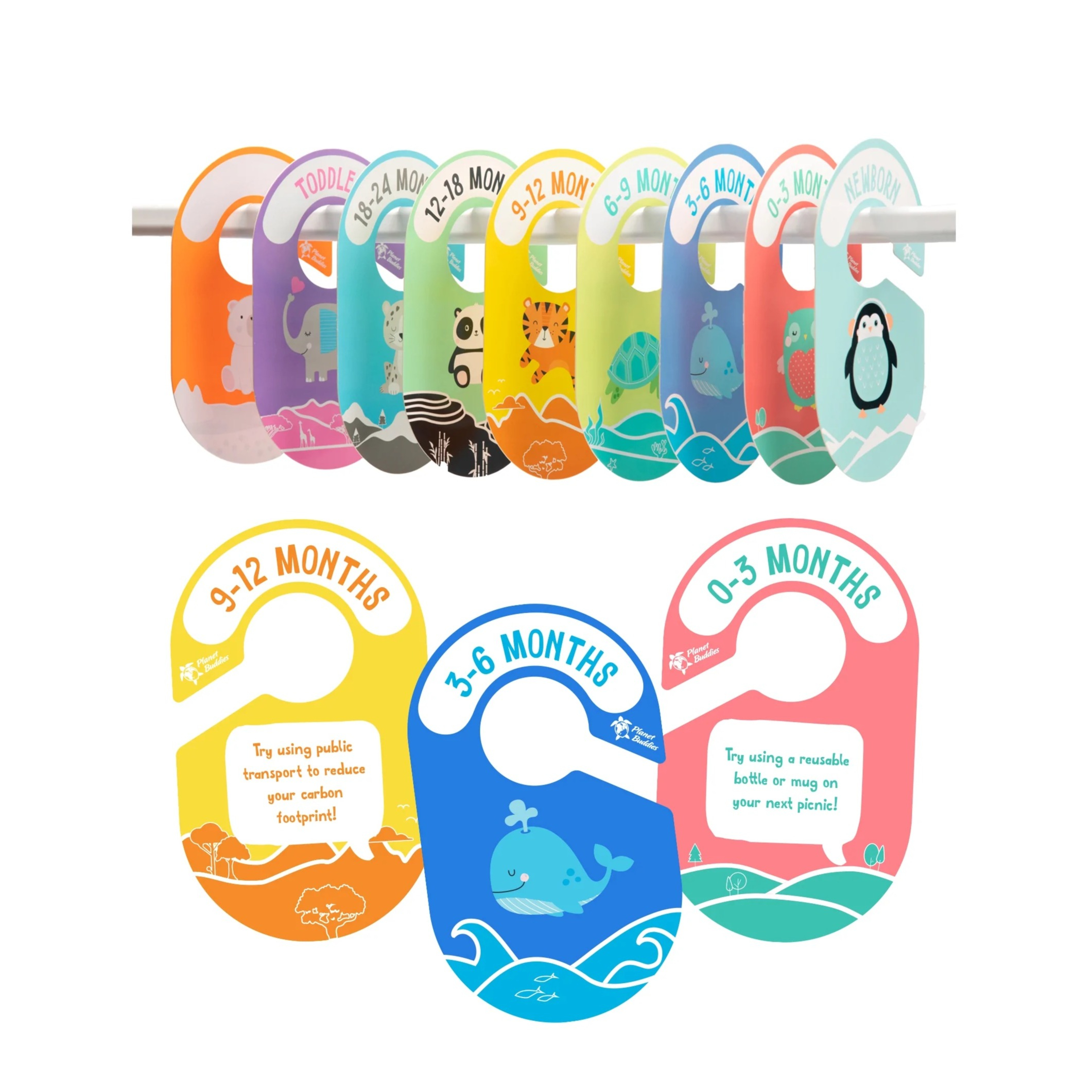 Image of Planet Buddies - (24-tlg. Set) Kinder Kleider Altersgruppen Trennwände Kleiderschrank Organizer - Wilde Tiere bei Apfelkiste.ch