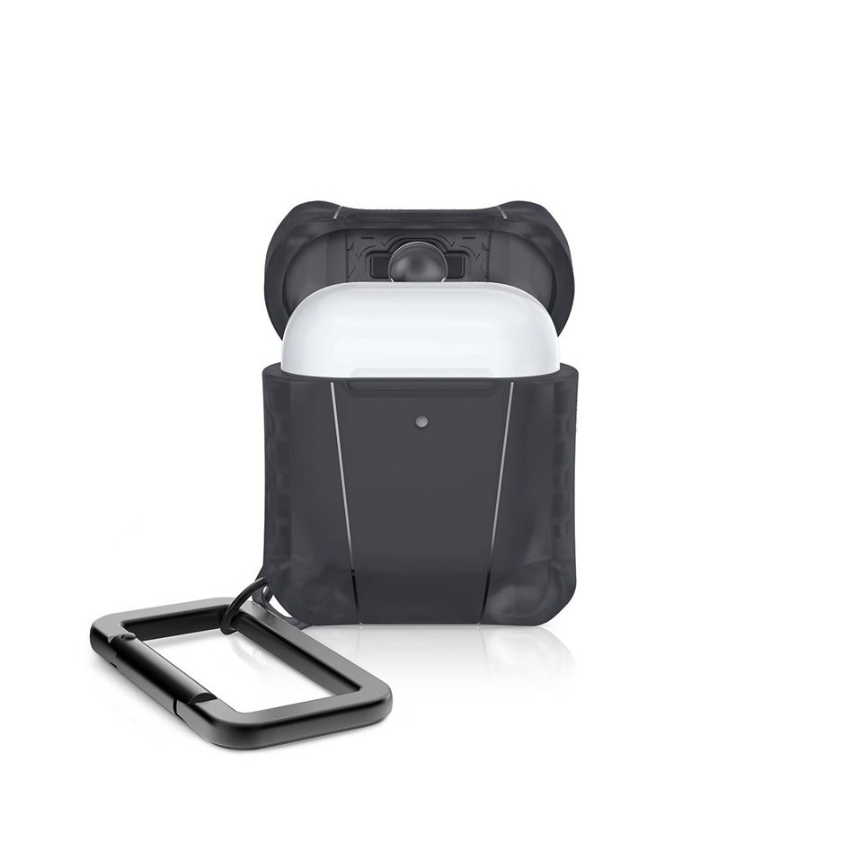 Image of ITSkins - AirPods (1. & 2. Generation) Spectrum Frost Schutz Gummi Hülle mit Karabinerhaken (APAI-SPMFR-BLCK) - Schwarz bei Apfelkiste.ch