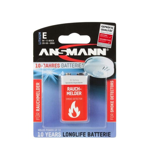 Image of Ansmann - 9 Volt Block CR-V9 Lithium Batterie für Rauchmelder (5021023-01) bei Apfelkiste.ch
