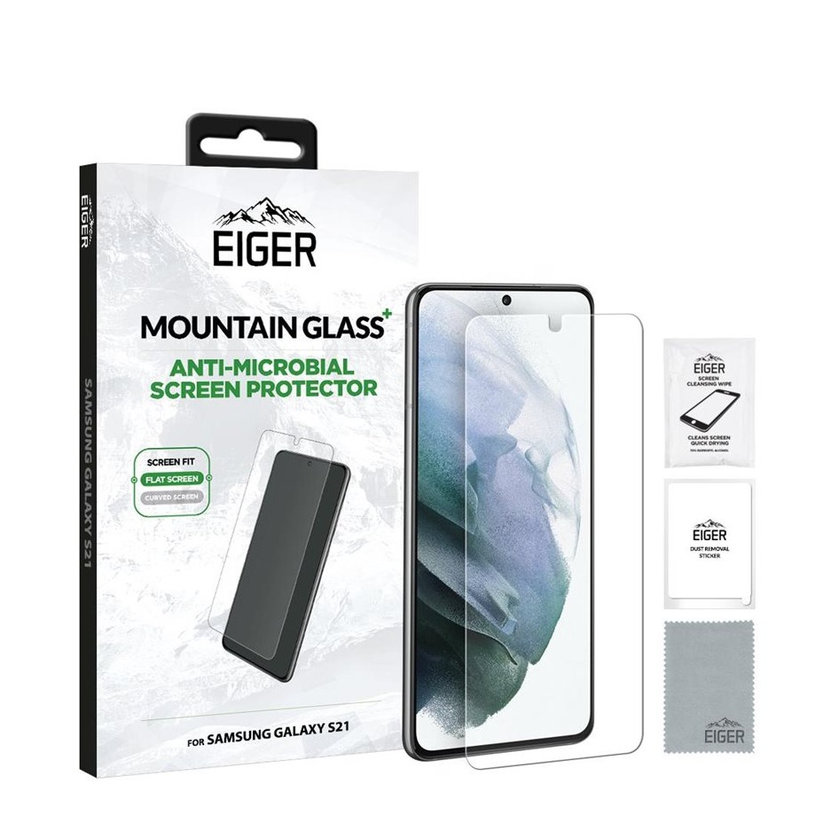 Image of Eiger - Samsung Galaxy S21 5G Antimikrobielle Mountainglass+ 2.5D Panzer Glas Display Schutz Case Friendly (EGMSP00182) bei Apfelkiste.ch