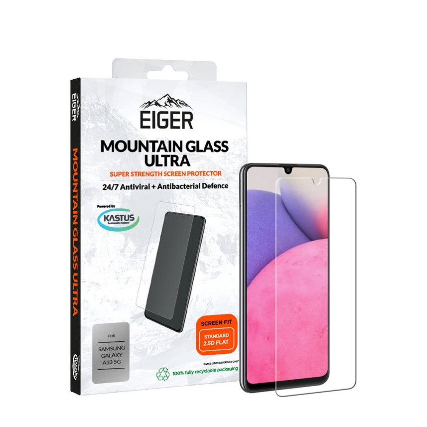 Image of Eiger - Samsung Galaxy A33 5G Antibakterielle Antivirale Mountainglass Ultra 2.5D Panzer Glas Display Schutz Case Friendly (EGMSP00221) bei Apfelkiste.ch