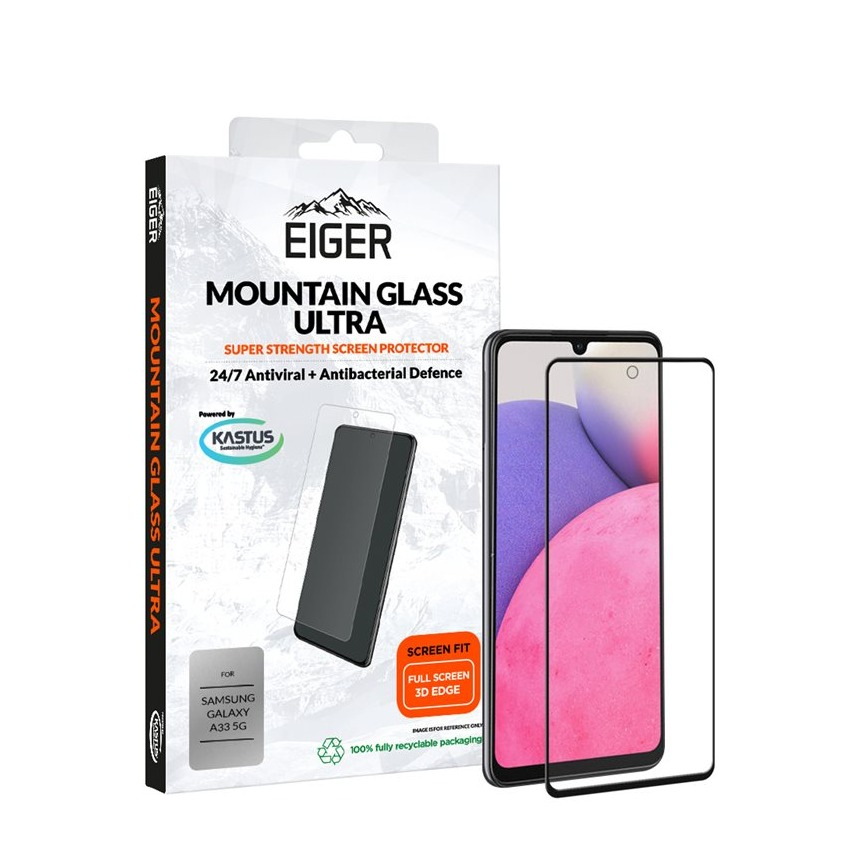 Image of Eiger - Samsung Galaxy A33 5G Antibakterielle Antivirale Mountainglass Ultra 3D Panzer Glas Display Schutz Case Friendly (EGMSP00215) bei Apfelkiste.ch