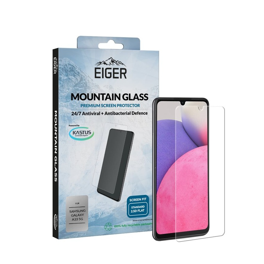 Image of Eiger - Samsung Galaxy A33 5G Antibakterielle Antivirale Mountainglass 2.5D Panzer Glas Display Case Friendly (EGSP00822) bei Apfelkiste.ch