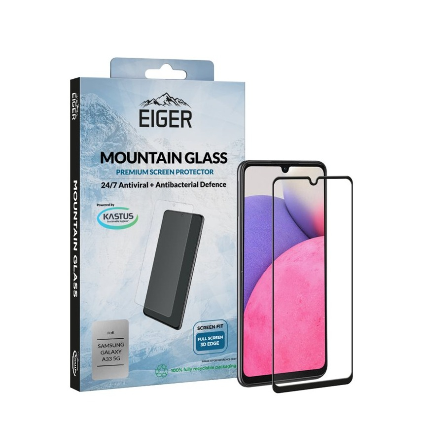 Image of Eiger - Samsung Galaxy A33 5G Antibakterielle Antivirale Mountainglass 3D Panzer Glas Display Schutz Case Friendly (EGSP00823) bei Apfelkiste.ch