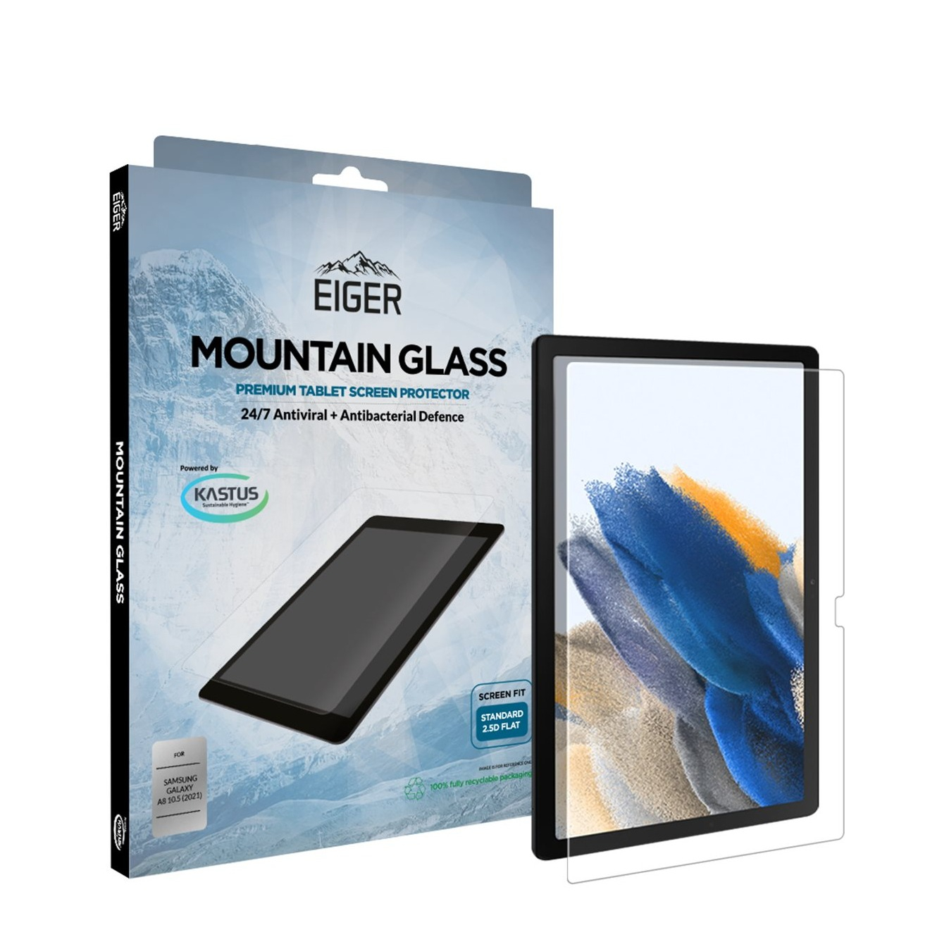 Image of Eiger - Samsung Galaxy Tab A8 10.5" (2021) Antibakterielle Antivirale Mountainglass 2.5D Panzer Glas Display Case Friendly (EGSP00827) bei Apfelkiste.ch