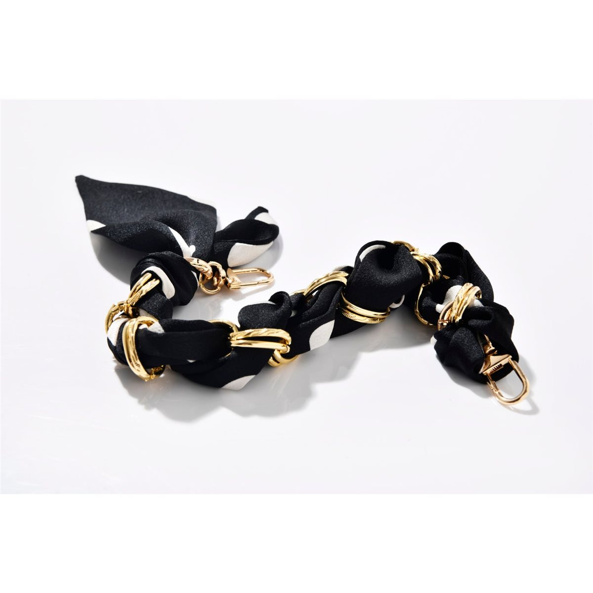 Image of ETUUI - (25cm) Universal Handykette mit Seidentuch für Schutzhülle mit Karabiner Verschluss (silk-chain-derby-s-w) - Schwarz / Weiss bei Apfelkiste.ch