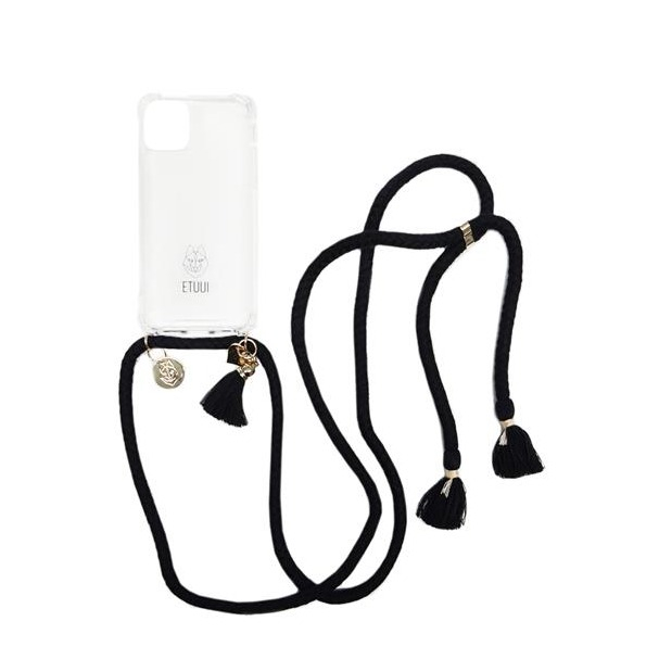 Image of ETUUI - iPhone 12 Mini Necklace Hybrid TPU Hülle Air Cushion Fallschutz + Handykette (naomi-12-mini) - Schwarz bei Apfelkiste.ch