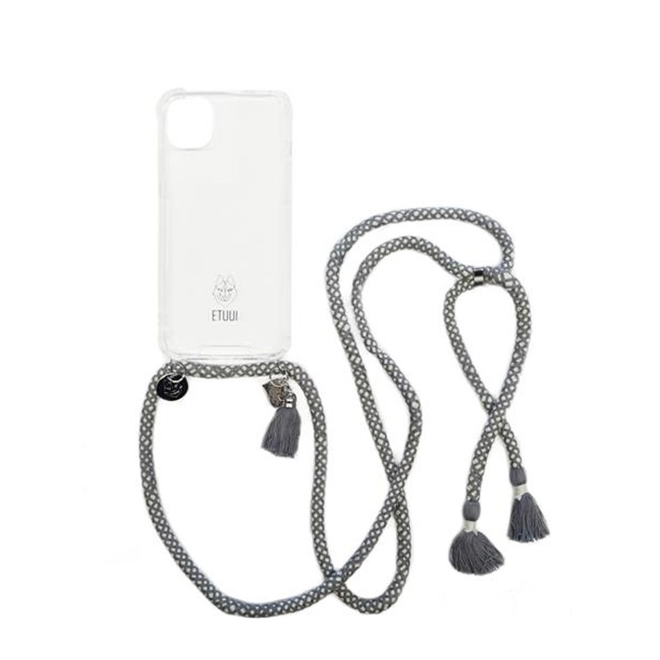 Image of ETUUI - iPhone 13 Necklace Hybrid TPU Hülle Air Cushion Fallschutz + Handykette (spacegrey-13) - Grau bei Apfelkiste.ch