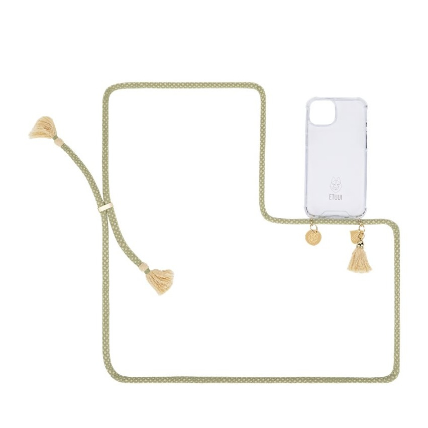 Image of ETUUI - iPhone 13 Necklace Hybrid TPU Hülle Air Cushion Fallschutz + Handykette (basil-13) - Grün bei Apfelkiste.ch