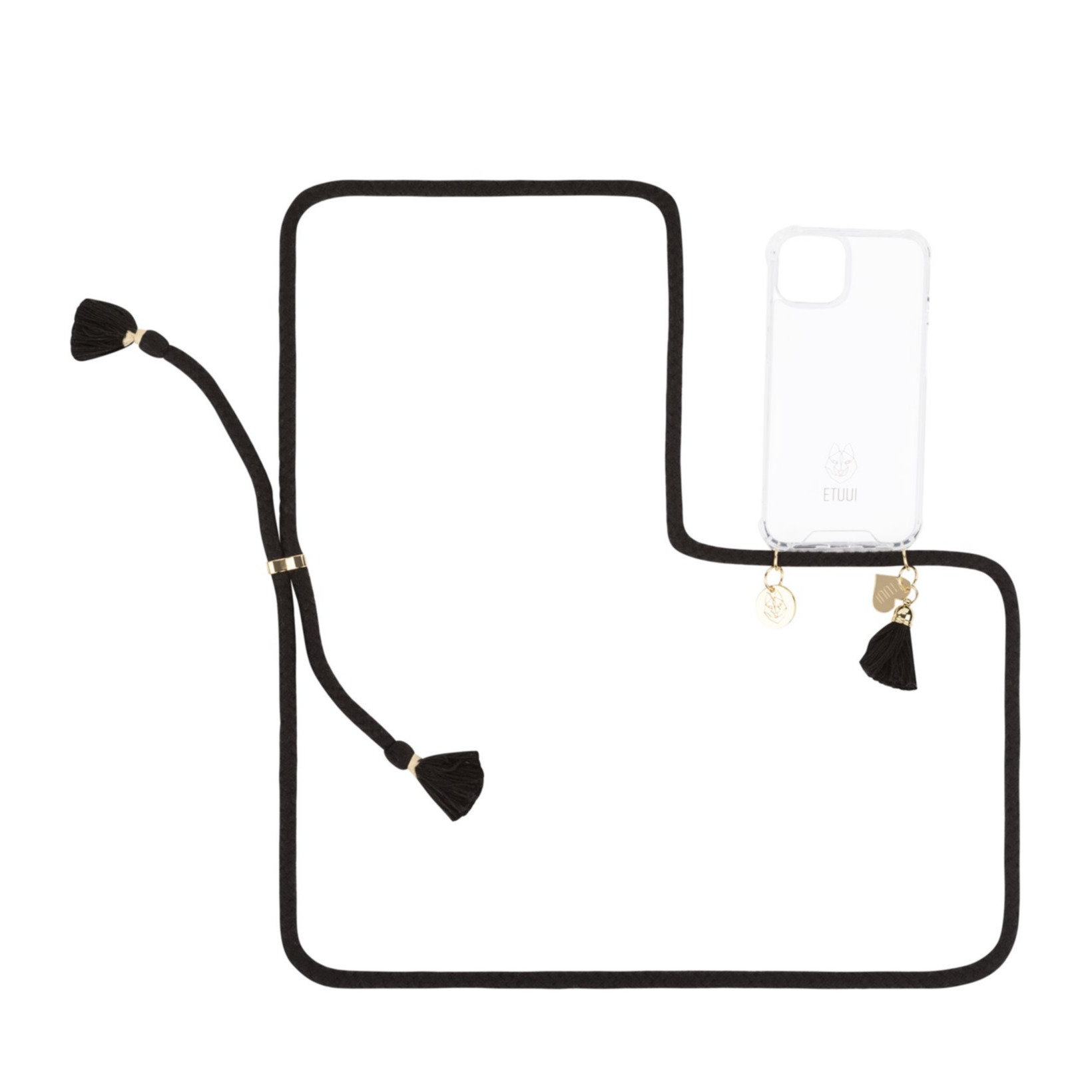 Image of ETUUI - iPhone 13 Pro Necklace Hybrid TPU Hülle Air Cushion Fallschutz + Handykette (naomi-13-13-pro) - Schwarz bei Apfelkiste.ch